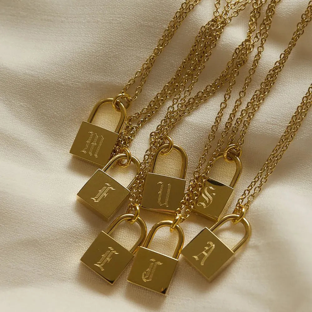 Initial Lock Necklace - Gold & Silver