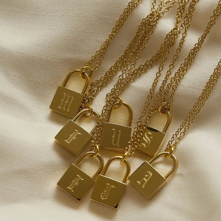 Initial Lock Necklace - Gold & Silver