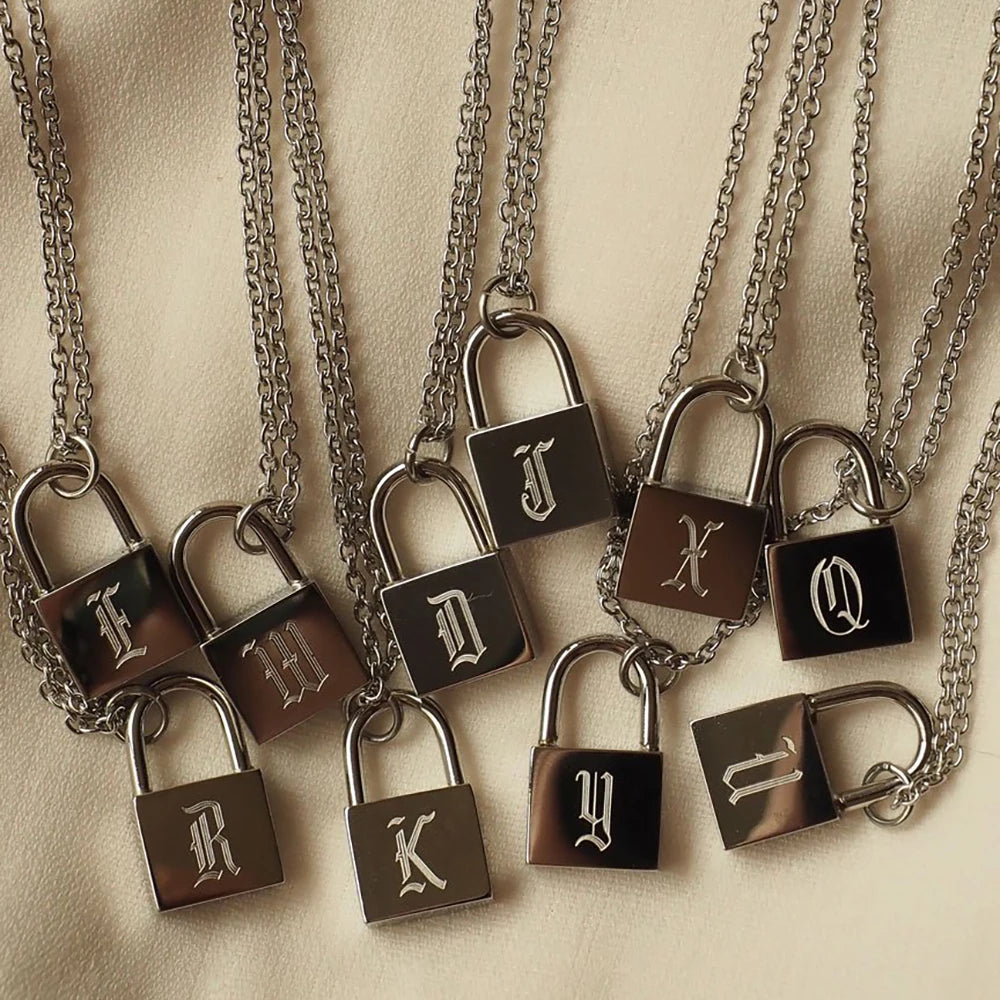 Initial Lock Necklace - Gold & Silver