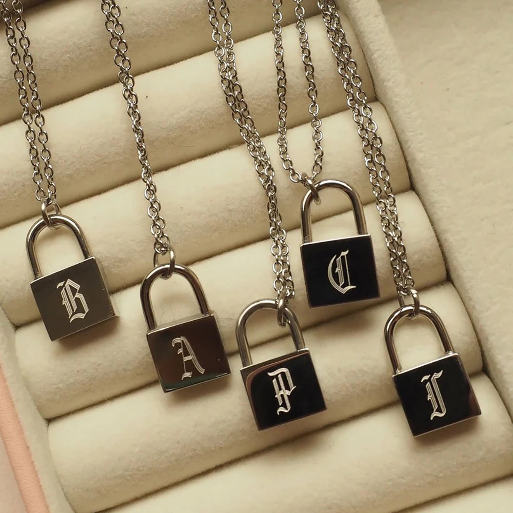 Initial Lock Necklace - Gold & Silver