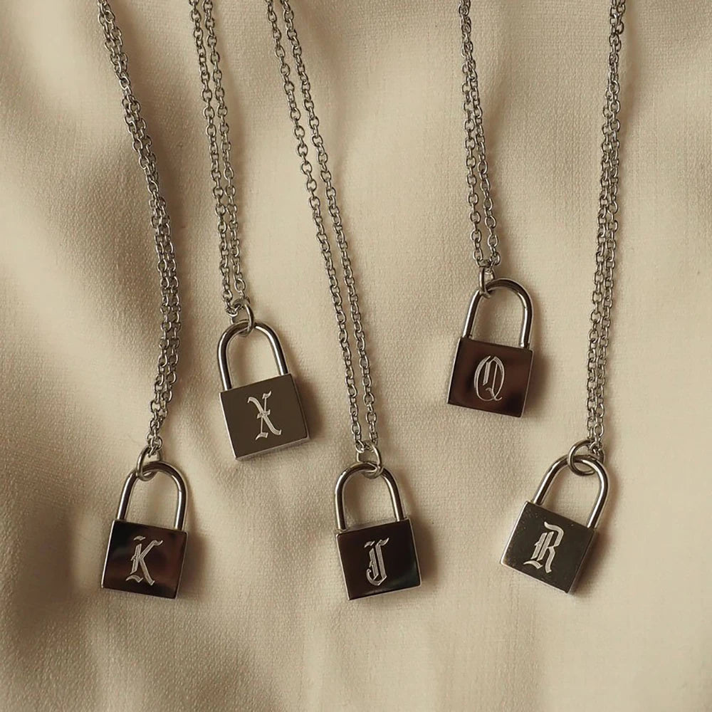 Initial Lock Necklace - Gold & Silver