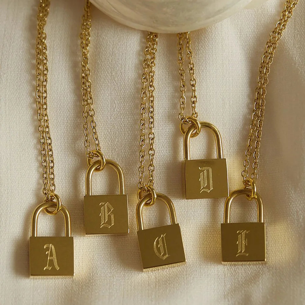 Initial Lock Necklace - Gold & Silver