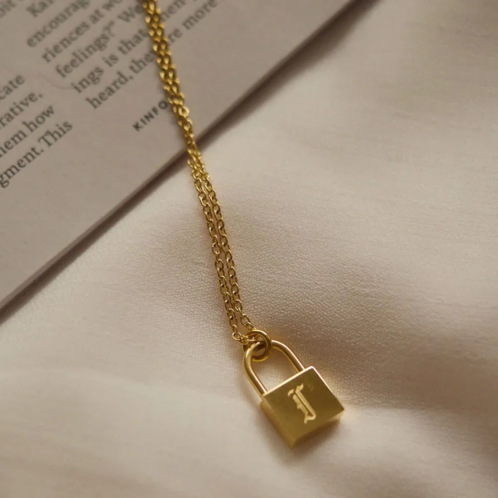 Initial Lock Necklace - Gold & Silver